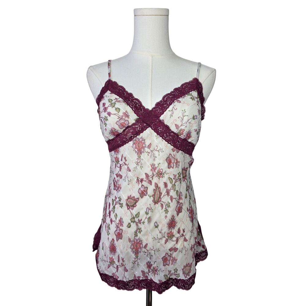 FIRE LOS ANGELES Vintage Sheer Lace and Sequin Detail V-Neck Side-Slits Top
